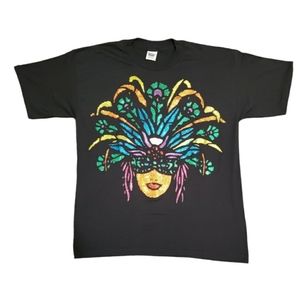Vintage single stitch Mardi Gras Embroidered T shirt